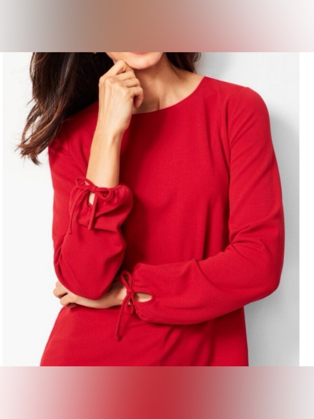Talbots vibrant red long sleeve blouse with tie detail. Size: XS